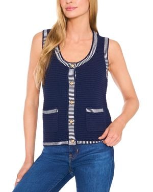 Cece Sleeveless Striped-edge Sweater Vest - Blue