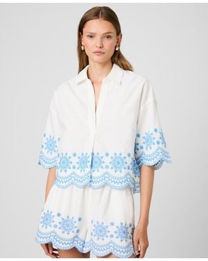 French Connection Collared V-neck Blouse - Blue