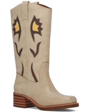 FRYE and CO Miranda 10 Flower Slip-on Tall Boots - Natural
