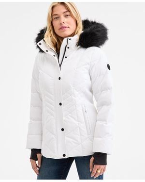 Michael Kors Michael Faux-fur-trim Hooded Puffer Coat - White