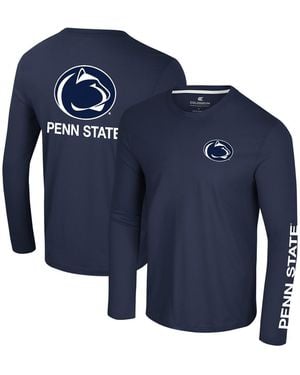 Colosseum Athletics Penn State Nittany Lions Logo Lockup 3-hit Active Blend Long Sleeve T-shirt - Blue