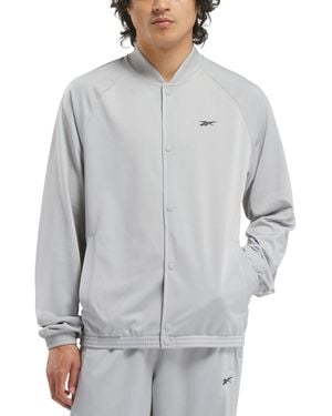 Reebok Regular-fit Snap-front Basketball Jacket - Gray