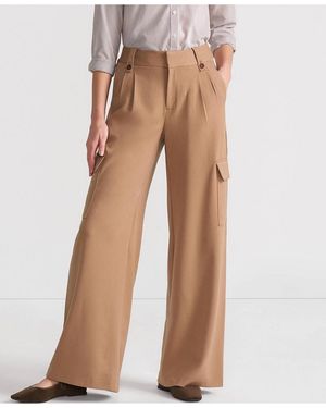 Lands' End Soft Polish Cargo High Rise Wide Leg Pants - Natural