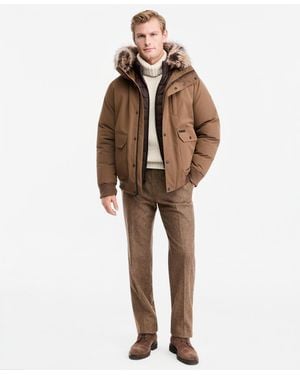 Michael Kors Faux-fur-trim Quilted-bib Hooded Bomber Jacket - Brown