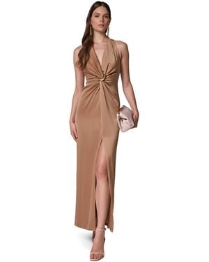 Donna Karan Satin V-neck Maxi Dress - White