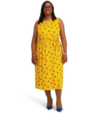 Kasper Crewneck Sleeveless Dress - Yellow