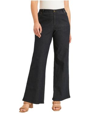 June + Vie June + Vie Plus Size June + Vie Curvie Fit Wide-leg Jeans - Black
