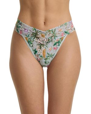 Hanky Panky Printed Signature Lace Original Rise Thong Underwear - Green