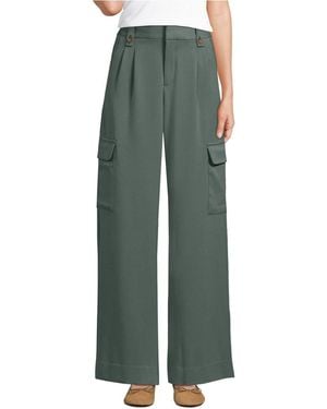 Lands' End Soft Polish Cargo High Rise Wide Leg Pants - Green