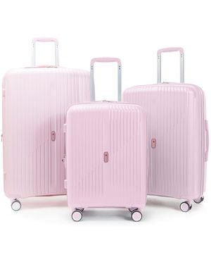 Solite Brooklyn 3-piece Expandable Spinner luggage Set - Pink