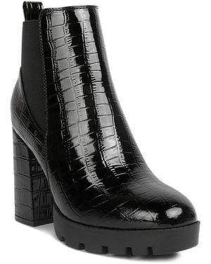 LONDON RAG Foxy Faux Leather Croc Chelsea Boots - Black