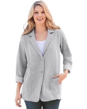 Woman Within Within Knit Blazer - Gray