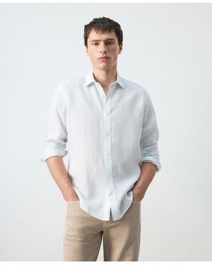 Mango Linen Striped Regular-fit Shirt - White