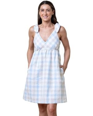 Hope & Henry Sleeveless Bow Shoulder Dress - Blue