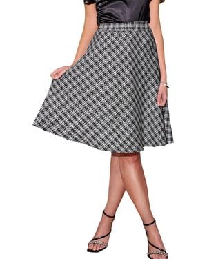 CUPSHE Plaid A-line Midi Skirt - Gray