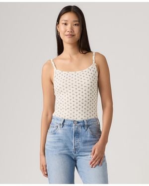 Levi's Sweetie Floral Pointelle Cotton Cami Top - Blue