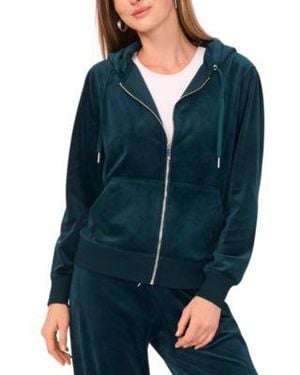 Vince Camuto Velour Zip Front Hoodie Jacket - Blue