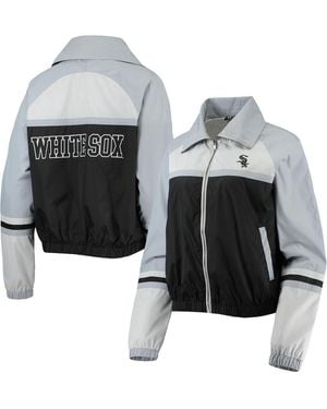 The Wild Collective Chicago White Sox Colorblock Track Raglan Full-zip Jacket - Black