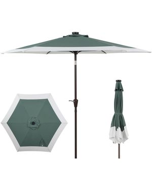 JONATHAN Y 9ft 2-tone Solar Led Patio Umbrella - White