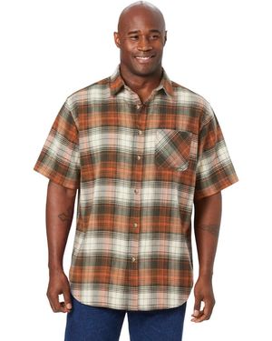 Kingsize Short Sleeve Flannel Shirt - Multicolor
