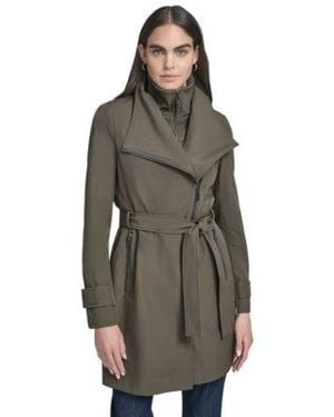 Calvin Klein Belted Wrap Coat P Xxs Xxl - Natural