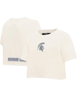 Pro Standard Â Michigan State Spartans Reverse French Terry Boxy Cropped T-shirt - Natural