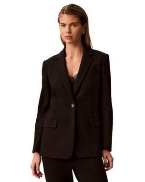 Calvin Klein One Button Notch Collar Blazer - Black