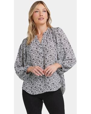 NYDJ Puff Sleeve Popover Top - Gray