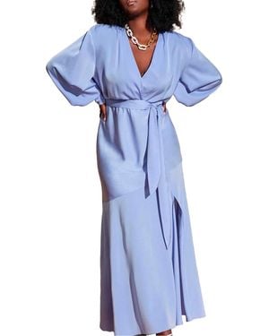 Eloquii Plus Size Satin Maxi Dress - Blue