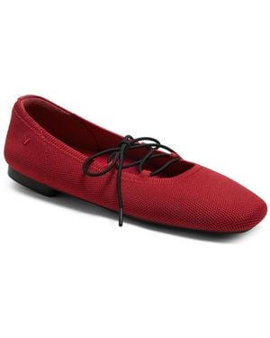VIVAIA Miley 3 Laces Included Square-toe Lace-up Mary Janes Flats - Red