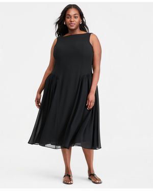 On 34th Plus Size Drop-waist Midi Dress - Black