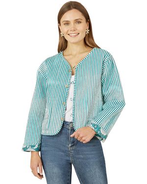 Yumi' Floral Patchwork Reversible Jacket - Blue