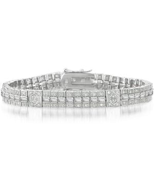 Genevive Jewelry Sterling Silver Gold Plated Cubic Zirconia Elegant Bracelet - Gray