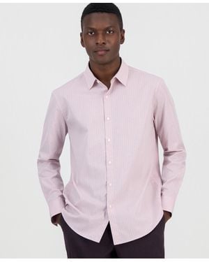 Alfani Textured-stripe Cotton Poplin Shirt - Pink