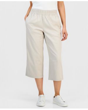 Style & Co. Petite Pull-on Wide-leg Capri Pants - Natural