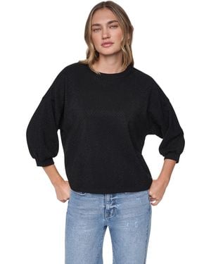 DKNY Rhinestone 3/4-sleeve Crewneck T-shirt Sdj6 - Black