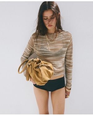 Mango Two-tone Crocheted Sweater - Yellow