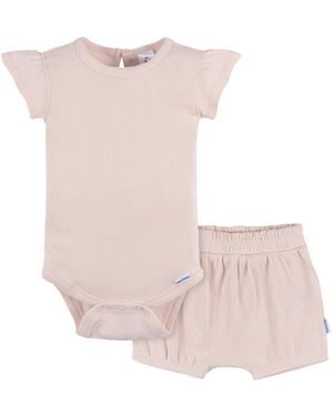 Gerber Baby Girls Bodysuit And Shorts Set - Pink