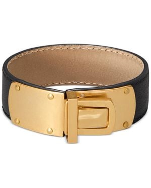 Donna Karan Gold-plated Flex Leather Bracelet - Black