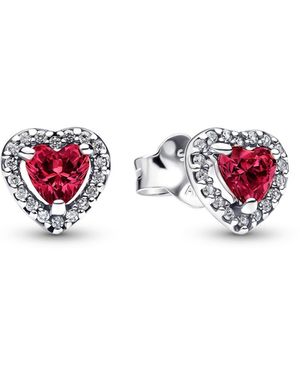 PANDORA Elevated Red Heart Stud Earrings - White