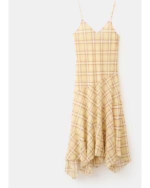 Mango Check Asymmetrical Dress - Metallic