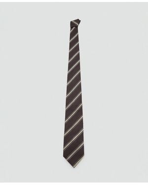 Mango Combined Stripes Tie - White