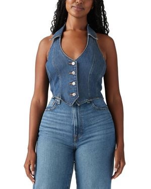 Levi's Bria Cotton Denim Corset Cropped Top - Blue
