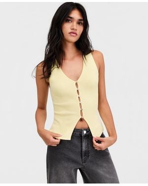 BarIII Ribbed Button-front Top - Multicolor