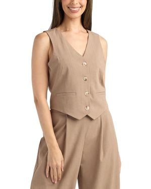 Bcx Suiting V-neck Vest - Brown