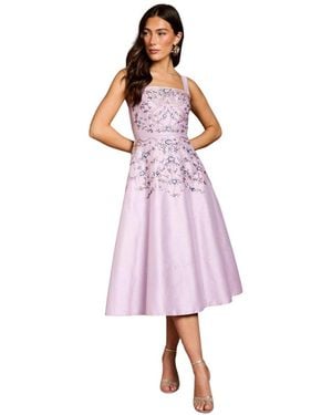 Coast Embellished Square-neck Midi Dress - Pink