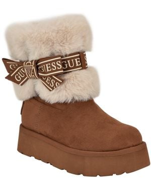 Guess Denla Round Toe Booties - Brown