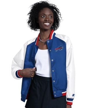 Starter Royal/white Buffalo Bills Raglan Blitz Full-snap Varsity Jacket - Blue