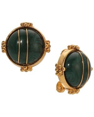2028 Round Acrylic Button Clip Earrings - Green