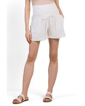 Hello Miss Maternity Relaxed Over-the-belly Pull-on Shorts - White